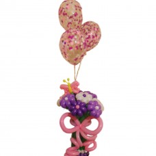 Букет із кульок фіолетово-білі ромашки з гелієвими кульками